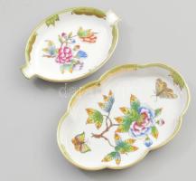 Herendi Viktória mintás ékszeres tálka + hamuzó, jelzéssel, minimális kopottsággal, h: 11-13,5 cm