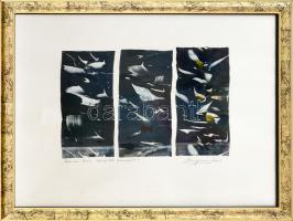 Mizser Pál (1941-2021): "Rekviem Verőce legrégibb házáért", 2001. Olaj, papír, jelezve jobbra lent, proveniencia: a művész hagyatéka, üvegezett keretben, 22x31,5 cm