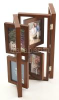 6 fényképes design fényképtartó, fa, üveg, 45x36 cm