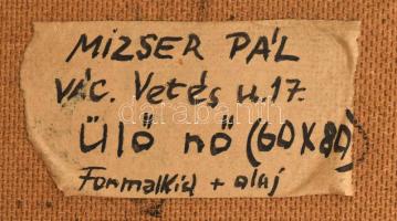 Mizser Pál (1941-2021): Ülő nő, 1967. Olaj, farost, jelzett a hátoldalán, proveniencia: a művész hag...