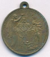 1896. "Ezredéves Történetünk Ezredekre Remény Nekünk - Honfoglalás" millenniumi bronz emlékérem füllel. Szign.: Steiner A. (32,5mm) T:XF patina