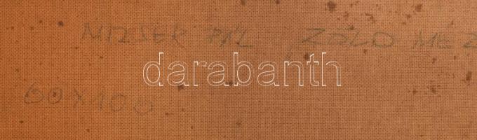 Mizser Pál (1941-2021): Zöld mezőben, 1970-es évek. Plextol, farost, jelzett a hátoldalán, provenien...