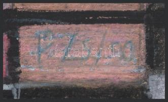 P. Zs. jelzéssel: Geometrikus kompozíció. Kréta, kollázs, papír, kartonra kasírozva. 21x28 cm