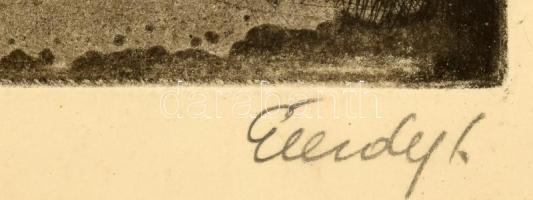 Élesdy István (1912-1987): Budavári utcarészlet. Rézkarc, papír, jelzett, kissé foltos, üvegezett fa...