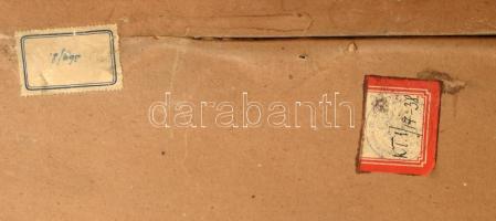 Sautner Lipót (1889-?): Vízparti fények. Olaj, karton, jelezve jobbra lent, hátoldalán régi raglapok...