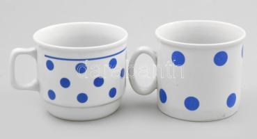 Zsolnay 2 darab kékpöttyös bögre, jelzéssel, kis kopással, m: 8 cm