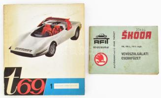 T69/1. Technikai érdekességek a világ minden tájáról. Szerk.: Dr. Aba Iván. Bp., 1969, Műszaki Könyvkiadó. Fekete-fehér képekkel illusztrált. Kiadói papírkötés, kissé koszos borítóval. + Skoda vevőszolgálati csekkfüzet, bejegyzésekkel, firkákkal