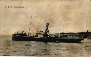 1916 K.u.K. Kriegsmarine SMS Salamander Minenleger / SMS Salamander osztrák-magyar aknarakó / WWI Austro-Hungarian Navy minelayer. G. Fano Pola 1909-10. 140. (EK)