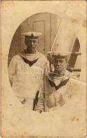 1915 SMS Gäa/Gaea (ex SS Fürst Bismarck) torpedó anyahajó matrózai / K.u.K. Kriegsmarine Matrosen / WWI Mariners of an Austro-Hungarian Navy depot ship. photo + ZENSURIERT S.M.S. GÄA (fa)