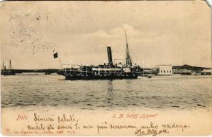 ~1905 SMS Gigant osztrák-magyar haditengerészet szivattyúhajó / K.u.K. Kriegsmarine Pumpentender / Austro-Hungarian Navy pump ship (Rb)