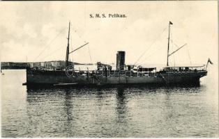 SMS PELIKAN az Osztrák-Magyar Haditengerészet parancsnoki yachtja és torpedó-raktárhajója / SM Schiff "Pelikan" Torpedodepotschiff und Admiralsyacht. K.u.K. Kriegsmarine / Austro-Hungarian Navy, SMS Pelikan admiral's yacht and torpedo depot ship. G. Fano Pola 1907-08.