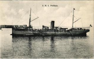 SMS PELIKAN az Osztrák-Magyar Haditengerészet parancsnoki yachtja és torpedó-raktárhajója / SM Schiff "Pelikan" Torpedodepotschiff und Admiralsyacht. K.u.K. Kriegsmarine / Austro-Hungarian Navy, SMS Pelikan admiral's yacht and torpedo depot ship. G. Fano Pola 1907-08.