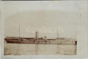 1907 SMS PELIKAN az Osztrák-Magyar Haditengerészet parancsnoki yachtja és torpedó-raktárhajója / SM Schiff "Pelikan" Torpedodepotschiff und Admiralsyacht. K.u.K. Kriegsmarine / Austro-Hungarian Navy, SMS Pelikan admiral's yacht and torpedo depot ship. photo - Addressed to Hilda Sánchez de la Cerda in Wien