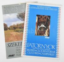 1987 Székelykapuk naptár + 1988 Fatornyok naptár. Bennük gazdag erdélyi képanyaggal.