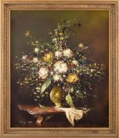 Endrey-Nagy Attila (1967-): Csendélet. Olaj, vászon, jelezve balra lent. Dekoratív fakeretben, 70x60 cm