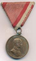 1914. "Ferenc József Bronz Vitézségi Érem" bronz kitüntetés mellszalagon. Szign.: Tautenha...