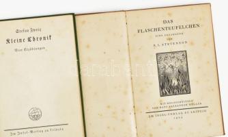 2 db német nyelvű könyv: Stevenson, [Robert Louis]: Das Flaschenteufelchen. Mit Holzschnitten von Ha...