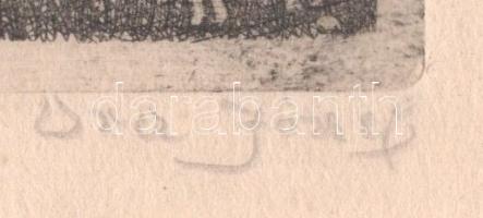 Olvashatatlan (... József) jelzéssel: Hazafelé a kaszálóról, 1942. Rézkarc, papír, jelzett. Kissé hu...