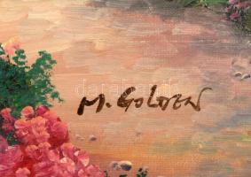 Olvashatatlan jelzéssel: Virágzó tópart. Olaj, vászon. 50x60 cm. Dekoratív fakeretben