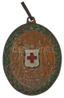 1914. Vörös Kereszt Bronz Díszérme zománcozott bronz kitüntetés mellszalagon T:VF zománchiba, javított? Hungary 1914. Red Cross, Bronze Medal enamelled bronze decoration on ribbon C:XF enamel error, repaired? NMK 286.