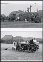 cca 1938 Körmös traktor, gőzgép kint a határban, valahol Bács-Kiskunban, Lőcsei Árpád (?-?) kecskeméti vándorfényképész hagyatékából 2 db modern nagyítás, 15x21 cm