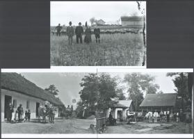 cca 1937 Gazdák, családtagok és alkalmazottak valahol Bács-Kiskunban, Lőcsei Árpád (?-?) kecskeméti vándorfényképész hagyatékából 3 db modern nagyítás, 15x21 cm