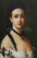 Jelzés nélkül, XX. sz. vége/XXI. sz. eleje: Hölgy portré. Olaj, vászon. Dekoratív fakeretben. 91,5x6...