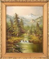 W Chapman jelzéssel: Hegyvidék. Olaj, vászon, 40x50cm. Dekoratív fakeretben.