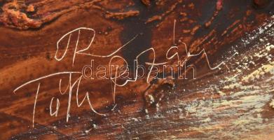 Tóth Rozália (1946-2015): Tanya IV. Olaj, vegyes technika, farost, jelzett, 20x40cm. Dekoratív faker...