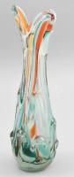 Retro közép-európai színezett üveg váza, jelzés nélkül, hibátlan, m: 30 cm