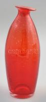 Piros anyagában buborékos díszítésű hutaüveg váza, jelzés nélkül, hibátlan, m: 25 cm