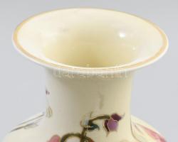 Retro iparművész anyagában színezett, formába préselt és savmaratott üvegkínáló, jelzés nélkül, hibá...