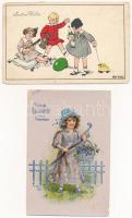5 db RÉGI üdvözlő képeslap vegyes minőségben / 5 pre-1945 greeting postcards in mixed quality