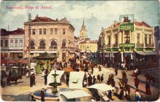 Bucharest, Bukarest, Bucuresti, Bucuresci; Piata sf. Anton / square, shops, market (EM)