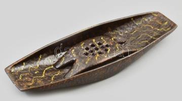 Kornfeld János: Ikebana, mázas kerámia, jelzett, kis kopással, h: 33,5 cm