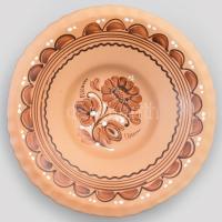 Hódmezővásárhelyi virágmintás váza, jelzéssel hibátlan, d: 26 cm