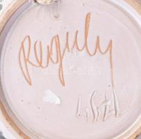 Reguly városmintás mázas kerámia falitál, jelzéssel, kis kopással, d: 28 cm