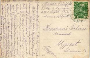 1915 Pola, Via Giosue Carducci / street, tram with Zenith advertisement. Photo G. Fiorini + "K....