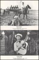 cca 1981 ,,A két rodeós" című NDK westernparódia jelenetei és szereplői, 8 db produkciós filmfotó nyomdatechnikával sokszorosítva kartonpapírra, egyoldalas nyomással, a használatból eredő (esetleges) kisebb hibákkal, 18x24 cm