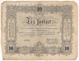 1848. 10Ft "Kossuth bankó" T:VG szakadások, folt Adamo G111
