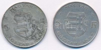 1947. 5Ft Ag "Kossuth" (2x) T:XF,VF patina 
Adamo F8.1