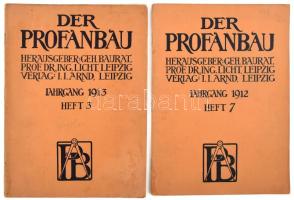 1912-1913 Der Profanbau német nyelvű építészeti folyóirat két száma: 1912/7, 1913/3. Gazdag képanyaggal illusztrált.