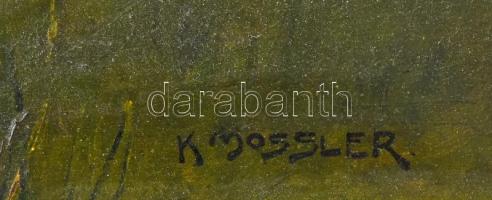 K Mossler jelzéssel, XX. sz. eleje: Hazafelé. Olaj, vászon, kissé sérült. Dekoratív, sérült fakeretb...