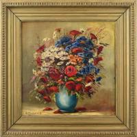 N. Balázs J. jelzéssel, XX. sz. közepe: Csendélet. Olaj, karton. Dekoratív fakeretben. 50x50 cm