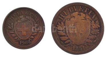 Svájc 1851A 2r bronz + 1900B 1r bronz T:XF,VF Switzerland 1851A 2 Rappen bronze + 1900B 1 Rappen bronze C:XF,VF
