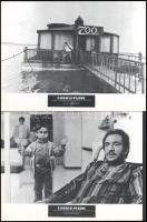 cca 1979 ,,Éjszakai utazók" című olasz - spanyol, tudományos - fantasztikus film jelenetei és szereplői, 8 db produkciós filmfotó nyomdatechnikával sokszorosítva kartonpapírra, egyoldalas nyomással, a használatból eredő (esetleges) kisebb hibákkal, 18x24 cm