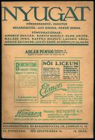 1913 Nyugat VI. évf. 18. sz., 1913. szept. 16. Szerk.: Ignotus, Ady Endre, Fenyő Miksa. Benne Edgar Allan Poe: A holló c. verse (Kosztolányi Dezső fordítása). Kissé foltos címlappal, belül jó állapotban, 3 sztl. lev. + 403-464 p.