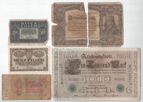 1920. 20f + 50f + 10K (5x) + 50K "Orell Füssli Zürich" nyomdahely jelöléssel + 1923. 100K ...
