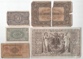 1920. 20f + 50f + 10K (5x) + 50K "Orell Füssli Zürich" nyomdahely jelöléssel + 1923. 100K ...
