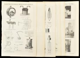 cca 1900-1920 Elektromosság témában 8 db melléklet a Révai Nagy Lexikonából, vegyes állapotban, 24x15 cm és 24x30 cm méretben